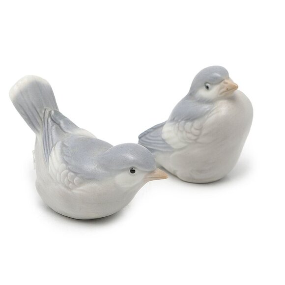 Vintage Otagiri Porcelain Bird Set Figurines Japan Blue White Whimsy Cottagecore - Picture 1 of 8
